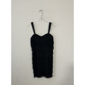 Black Flapper Fringe Dress 1920’s Adult Costume Party Built In Padding Cosplay